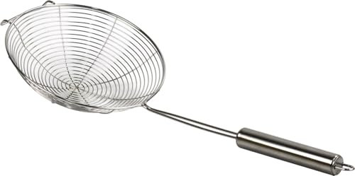 Chip Lifter & Scoop Spoon, Wire Mesh Deep Fat Fryer Basket, Stainless Steel Long Handle for Chips, Fries, Onion Rings, Soup, Spaghetti Noodles (16cm)
