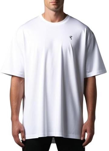 SpartanAesthetics - Pump Cover Gym Shirt Herren Oversize - Fitness T-Shirt Gym Oversize Passform als Pump Cover Tshirt für Bodybuilding (DE/NL/SE/PL, Alphanumerisch, XL, Regular, Regular, Weiß)