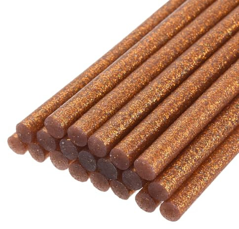 sourcing map 20pcs Hot Glue Sticks for Glue Gun 7mm/0.27-inch x 8-inch Mini Hot Melt Adhesive Glue Stick Glitter Bronze Gold