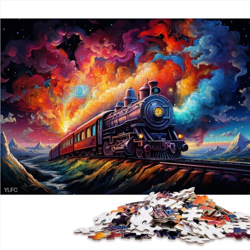 1000-teiliges Puzzle für Erwachsene, farbenfrohes Eisenbahn-Kunst-Papierpuzzle, für Erwachsene und Kinder, Denksport-Puzzle, Größe: 26 x 38 cm