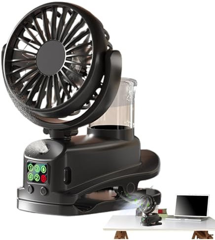 Gkumgwo Pequeño ventilador portátil con pulverizador, ventilador de pulverización - Ventilador de pulverización de agua con pantalla digital | Ventilador hidratante con pulverizador de agua recargable