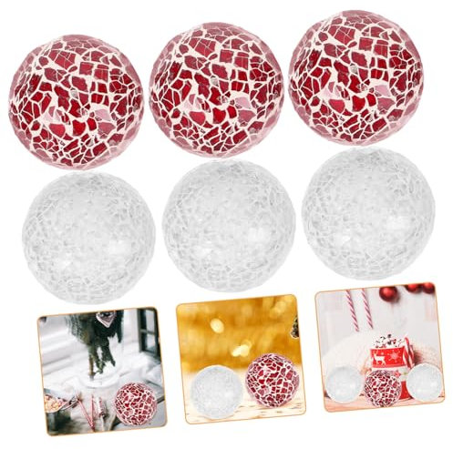 CLISPEED 6 Stück Mosaik Dekokugeln Trifle Gartenkugeln Schüssel Mosaikkugeln Durchsichtige Weihnachtskugeln Flächenteppiche Silberne Gartenkugeln Bodenteppiche Für Wohnzimmer Rosa