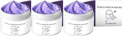 Lila Haarmaske, lila Keratin-Haarmaske, violett-blauer Protein-Tiefenspüler, feuchtigkeitsspendende lila Haarmaske zur Tönung, Keratin-Haarmaske für alle Haartypen