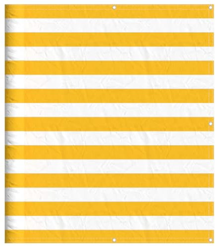 vidaXL Balkon-Sichtschutz Gelb und Weiß Gestreift 120x700 cm, Balkonsichtschutz, Balkonbespannung, Balkon Windschutz, Sichtschutz, Balkonverkleidung