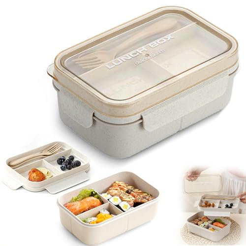XWUX Bento Box Lunchbox mit 5 FäChern und Besteck,1200ml Brotdose Auslaufsicher für Kinder Erwachsene, SpüLmaschinenfest Mikrowellengeeignet, Brotdosen für Schule Arbeit Picknick Reisen