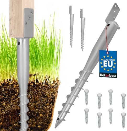 KOTARBAU® 2 STK. L Pfostenträger zum Einschrauben L 735mm verzinkter Stahl Einschlaghülse Einschlagbodenhülse Pfostensockel L-Bolzen Erdanker Erdungsspieß Anker Holzpfosten Pavillon-Zäune Gartenzaun