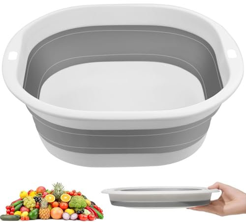 miaomiao Bassine de lavage pliable - 3,5 l - Bol pliable de 25 cm - Pour le camping, la maison, la cuisine, le camping - Gris