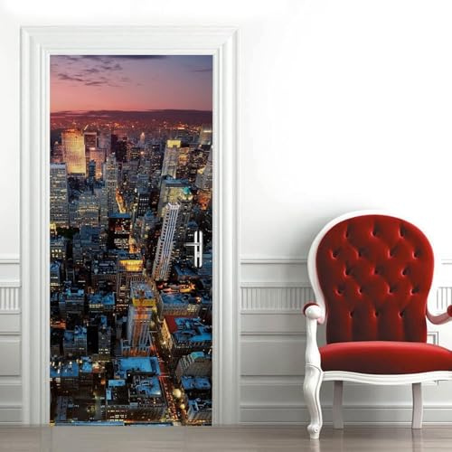 Selbstklebend Türbekleben New York Türtapete 95x215 cm, TürPoster New York Türbilder 3D Türaufkleber Dekoration Poster Tapete Türfolie, PVC Fototapete Wandtattoo Tür Tapeten m7526
