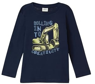 s.Oliver Jungen Langarm-Shirt mit Frontprint T-Shirt Langarm