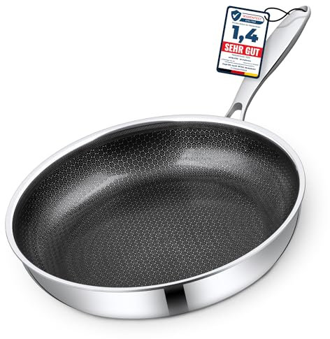 Morleos Keramikpfanne 28cm | Kratzfeste Wabenpfanne | 5-Schicht - 3mm -1,35 kg | Premium Bratpfanne für Induktion | Antihaft, Backofenfest & Spülmaschinenfest | PFAS & PTFE Frei |
