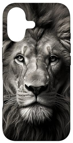 Black And White Lion Face Photography Case for iPhone 17