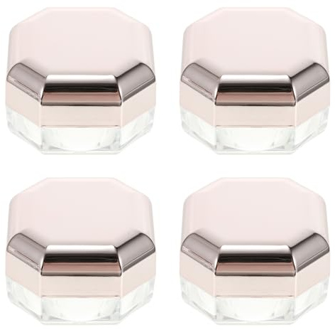 Didiseaon 4pcs Rose Gold Octagonal Loose Powder Containers Capacity Travel Makeup Storage Boxes Refillable Cosmetic Powder Pots for Blush Foundation and Art Supplies