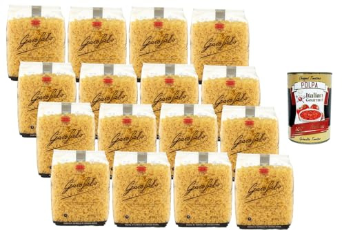 Italian Gourmet Farfalline Pasta 16 x 500 g – kleine Schleifenpasta aus Hartweizengrieß, ideal für Nudelsalat & Saucen, Großvorrat 8 kg + Italian Gourmet Polpa