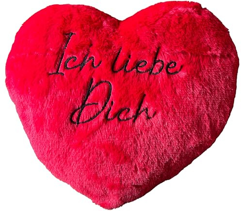Cepewa Plüschherz Herzkissen 'Ich Liebe Dich' mit Schlaufe | 30cm Polyester rot | Geschenk für Valentinstag Kuschelkissen in Herzform (30)
