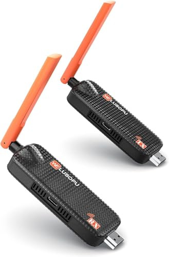 WELUSOPU HDMI Wireless, Espandibile Fino A 6 Ricevitori, Trasmettitore & Ricevitore, Ingresso 4K/Uscita 1080P Full HD, 5G/2.4G Fino A 50 M, Plug & Play Senza Wi-Fi, Per PC, Telecamera a TV, Proiettore