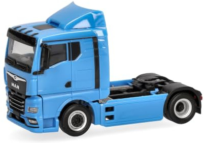 Herpa LKW Modell MAN TGX GN Zugmaschine 2achs, hellblau, Miniatur im Maßstab 1:87, Sammlerstück, Made in Germany, Kunststoff