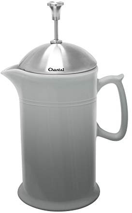 Chantal Prensa francesa de cerámica con tapa de acero inoxidable, 28 onzas, color gris