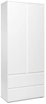 Mehrzweckschrank (B/H/T: 80 x 191 x 40 cm) griffloses Design, weiß matt