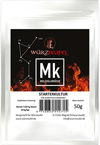 Starterkulturen für schnittfeste Rohwurst. Mehrstammkulturen, gefriergetrocknet, Spitzenqualität. 5 Beutel je 50g.