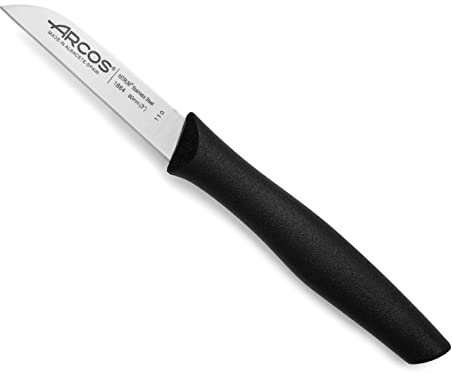 Arcos Serie Nova - Cuchillo Mondador - Hoja de Acero Inoxidable de 80 mm - Mango de Polipropileno Color Negro