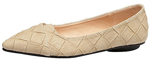 Jamron Womens Pointed Toe Ballerinas Lightweight Flat Pumps Apricot SN02711 UK5