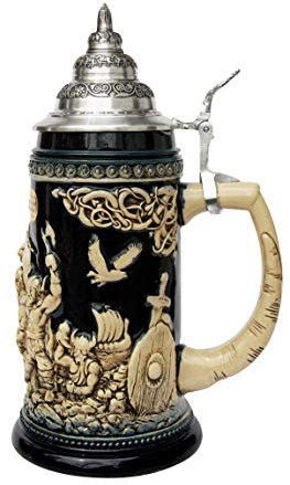 KING Jarra de cerveza alemana vikingo, jarra 0,75 litros