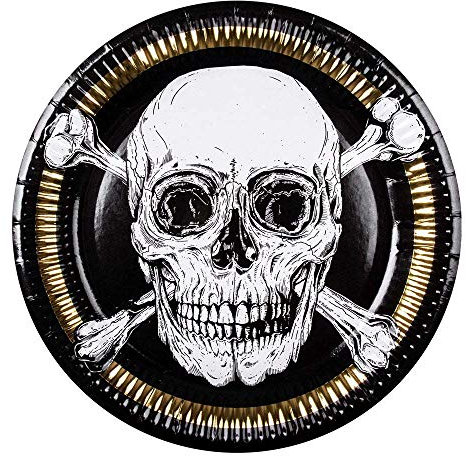 Boland 10 Assiettes en Carton Pirate Jolly Roger 23 cm - Noir - Taille Unique