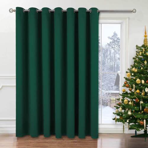 BGment Schiebetürvorhang, 254 x 213 cm, breit, Thermo-Verdunkelungsvorhänge, Raumteiler, Fenstervorhang, 1 Panel, Smaragdgrün, 254 x 213 cm (L x B)