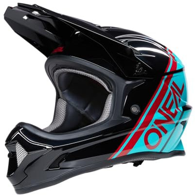 O'NEAL | Mountainbike-Helm | MTB Downhill | Nach Robustes ABS, Ventilationsöffnungen für Luftstrom & Kühlung, ABS Außenschale | SONUS Helmet Split | Erwachsene | Schwarz Türkis | Größe M