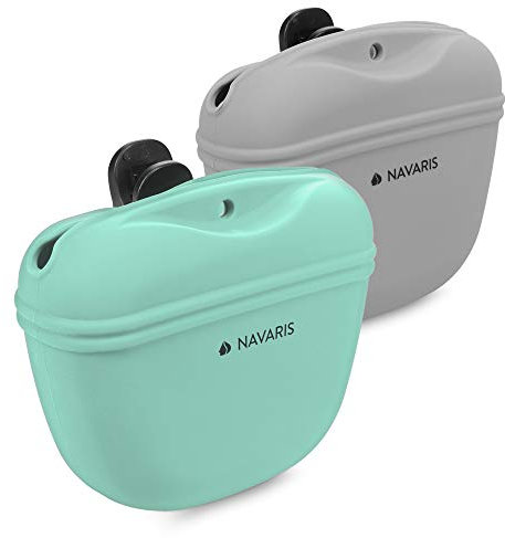 Navaris Hunde Futterbeutel aus Silikon 2er Set - 2X Snackbeutel mit Clip und Magnet - Futtertasche Leckerlis Trockenfutter Nassfutter