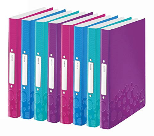 Leitz WOW Ringbuch für bis zu 190 Blatt, A4, 25 mm Rückenbreite, 2 D-Ring Mechanik (2x 4 Farben)