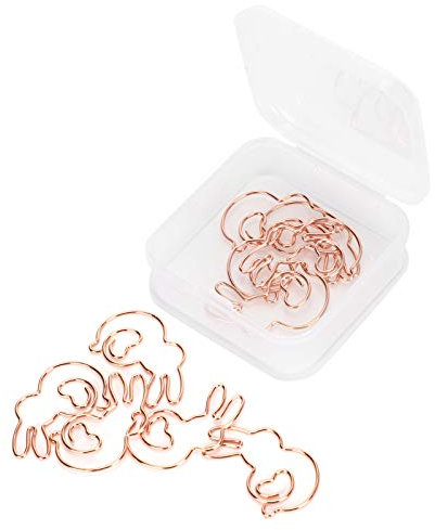 20 Stück Roségold Büroklammern, Kaninchen geformte Büroklammer Lesezeichen, persönliche Dokument Organisation Clip Pins für Büro Schulmaterial