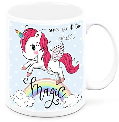 Mr. Gadgets Taza de cerámica Unicornio personalizable con nombre (Unicornio Magic)