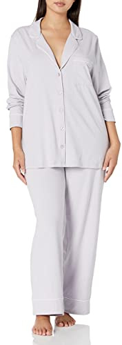 Amazon Essentials Camicia a Maniche Lunghe in Modal di Cotone e Pigiama a Tutta Lunghezza Donna, Lilla, 4XL Plus