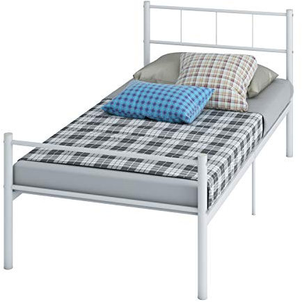 Panana NEW Cheap Strong Single Bed Metal Frame WHITE Quality Express (White)