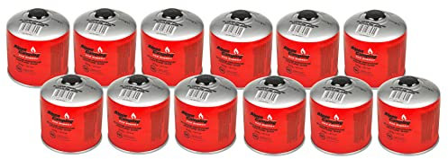 Alpen Camping IK008 12x 877 ml / 500g Gaskartusche mit Propan-Butan Schraubkartusche mit 7/16“ Anschluss für Gaskocher Campingkocher Bunsenbrenner Lötbrenner EN417 (12)