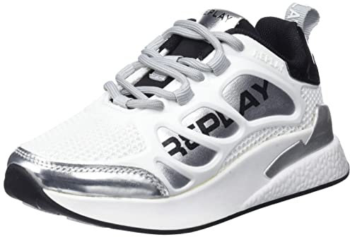 REPLAY Jungen Mädchen Maze JR Sneaker, 125WHITE Silver Black, 30 EU