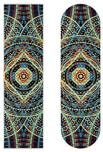 Indian Mandala Psychedelic 2 Stück Skateboard Griffband Bogen Schleifpapier Longboard Aufkleber Roller Deck Sandpapier
