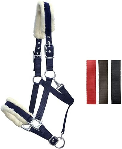 HKM Euroriding Nylon Halfter Plüsch, Größe:Shetty, Farbe:Navy