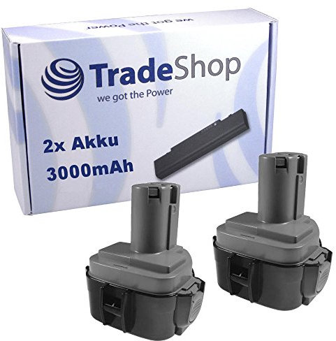 2X Trade-Shop NI-MH Akku 12V / 3000mAh kompatibel mit Makita 4191DWD 5093DWDE 6270D 6270DWE 6271DWE 6271DWPE3 6271DWPL 6271DWPLE 6313DWB 6314DWAE