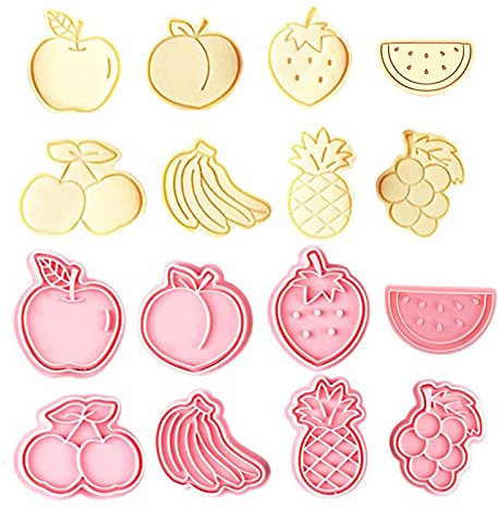 Fruit Emporte Piece, 8pcs Moule Biscuit Plastique, 3D emporte piece patisserie, emporte piece noel, Moule Empreinte Patisserie, emporte piece enfant pour Biscuit, Fondant, Décoration de Gâteau