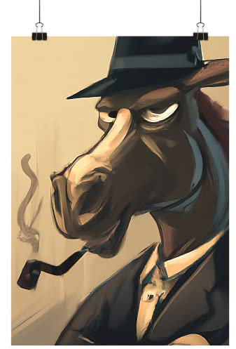 Generisch Mafia Pferd Poster - Tier mit Anzug und Pfeife - Lustige Tiere Wandbild (29,7 x 42 cm (DIN A3))