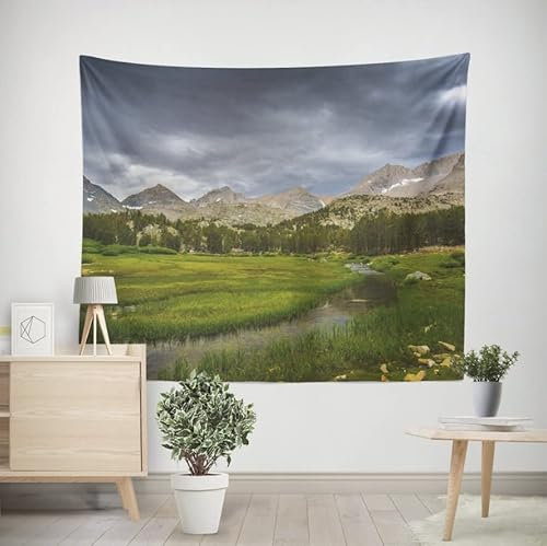 EHOMERY Wandteppich Länglich Wandtuch Frau Berge Und Grasland Wandbehang Tapisserie Wandteppich Wandbehänge Wohnzimmer Schlafzimmer Wandbehang Dekoration 200x150cm