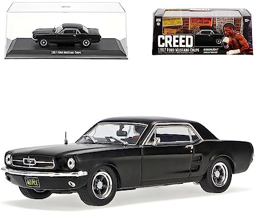 alles-meine.de GmbH Ford Mustang Shelby GT500 1967 I 2. Generation Coupe matt Schwarz Creed Rockys Vermächtnis 1/43 Greenlight Modell Auto mit individiuellem Wunschkennzeichen