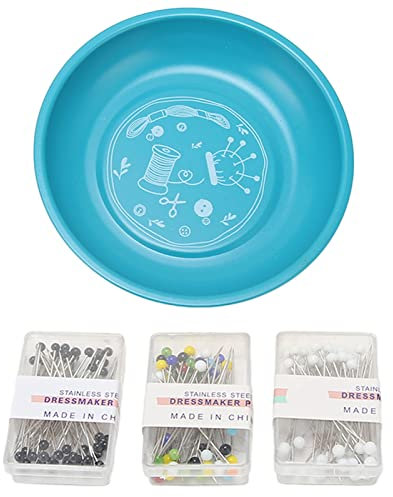 BFYDOAA Magnetische Schüssel, Nadelschale mit 150 Stück Perlennadeln, Nähnadeln, Rundes Magnetisches Nähkissen, Magnetischer Nadelhalter für Nähnadeln, Stecknadeln, Haarnadeln(Grün)
