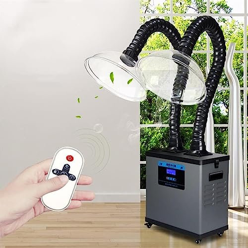 XARONF Solder Fume Extractor Remote Control Smoking Device ABS Universal Bamboo Air Duct Soldering Iron Solder Fume Purifier (Color : Dubbelt huvud, Size : A)