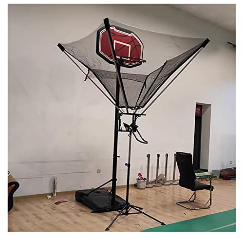 Faltbares Edelstahl-Schießhilfe-Rebounder-System für Erwachsene/Jugendliche, höhenverstellbares Basketballkorb-Ballrücklaufnetz, mit um 180° drehbarer Rücklaufrutsche