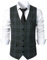 ZADIKO Basic Weste Herren Einfarbig Taschen Weste Herren Slim Fit V-Ausschnitt Weste Herren Taschendekoration Arbeits Business Weste Knopfleiste Gentleman Herren G-Green L