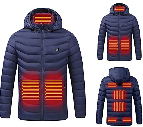 EMATOP black friday angebote 2023 Beheizbarer Hoodie Damen Herren Elektrische Beheizte Jacke Winter Warme Heizjacke mit Kapuze Daunenjacke Baumwolle Steppjacke Winddicht Wasserdicht Winterjacke