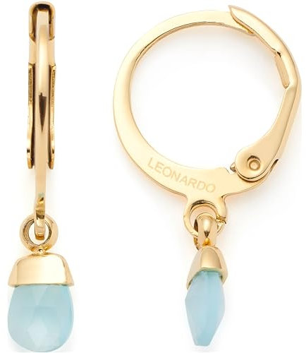 JEWELS BY LEONARDO Ohrhänger Ciao Evi 1 Paar • zarte Ohr-Ringe aus goldfarbenem Edelstahl • Tropfen-Anhänger mit azurblauem Glas-Steinchen • Schmuck Geschenk für Frauen • 023799